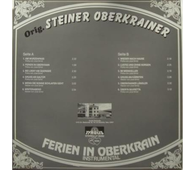 Orig. Steiner Oberkrainer - Ferien in Oberkrain Instrumental 1982 LP