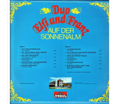 Duo Elfi und Franz - Auf der Sonnenalm 1981 LP Neu