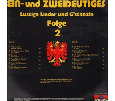 Lustige Lieder und Gstanzln - Ein- und Zweideutiges Folge 2 1976 LP