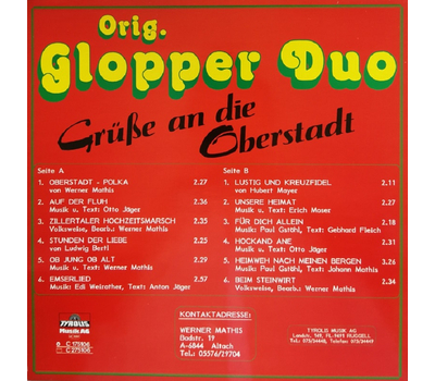 Orig. Glopper Duo - Gre an die Oberstadt LP