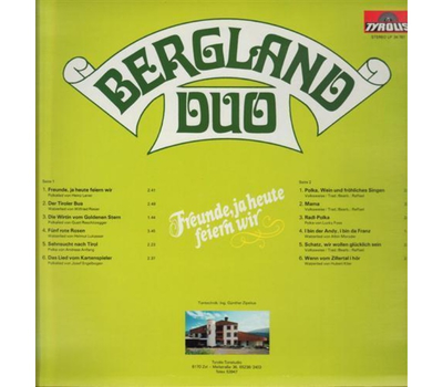 Bergland Duo Franz und Andreas - Freunde, ja heute feiern wir 1981 LP Neu