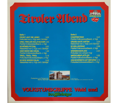 Volkstumsgruppe Wald und Duo Weinbeisser - Tiroler Abend LP 1981