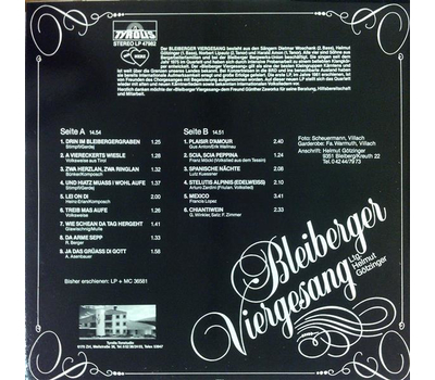 Bleiberger Viergesang - Drin im Bleibergergraben 1982 LP