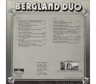 Bergland Duo Franz und Andreas - Lieder der Heimat 1983 LP Neu