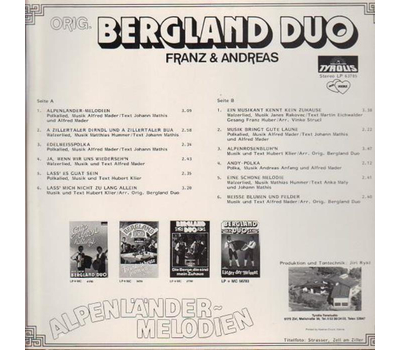 Orig. Bergland Duo Franz & Andreas - Alpenlnder-Melodien 1985 LP Neu