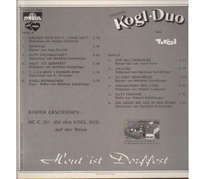 Orig. Kogl Duo - Heut ist Dorffest LP 1985 Neu