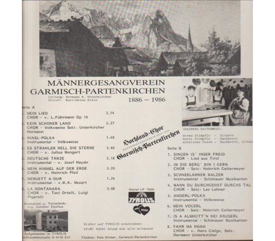 Hochlandchor Mnnergesangsverein Garmisch-Partenkirchen - Singa is insa Freid 100 Jahre 1986 LP Neu