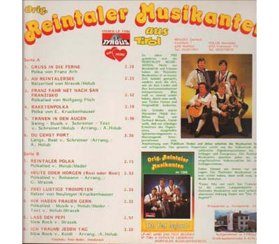 Orig. Reintaler Musikanten aus Tirol - Franz fahr net nach San Francisco LP 1986 Neu