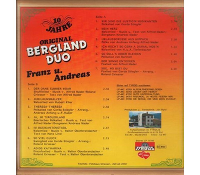 Bergland Duo Franz und Andreas 10 Jahre 1986 LP Neu