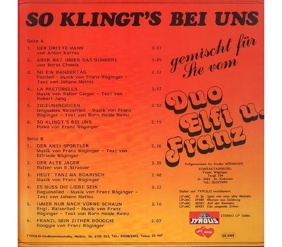 Duo Elfi und Franz - So klingts bei uns 1986 LP Neu