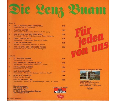 Die Lenz Buam - Fr jeden von uns LP 1986 Neu