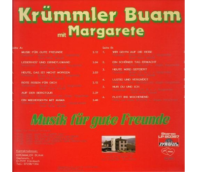 Krmmler Buam mit Margarete - Musik fr gute Freunde 1987 LP Neu