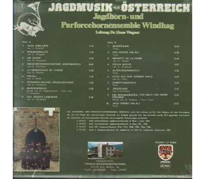 Jagdhorn-Ensemble Windhag - Jagdmusik aus sterreich 1987 LP Neu