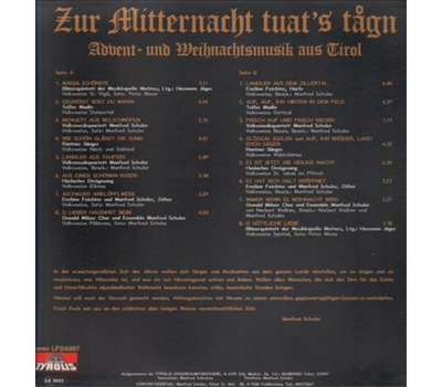 Zur Mitternacht tuats tagn - Advent- und Weihnachtsmusik aus Tirol LP 1987 Neu
