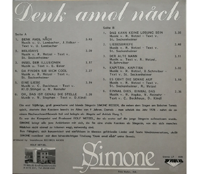 Simone - Denk amol nach LP 1985