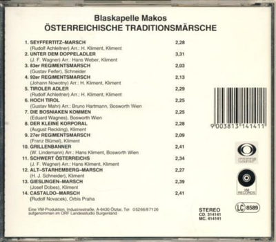 Blaskapelle Makos - sterreichische Traditionsmrsche CD