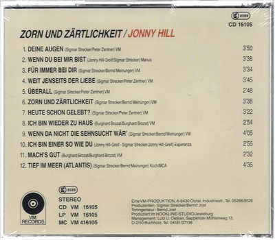 Jonny Hill - Zorn und Zrtlichkeit CD Neu