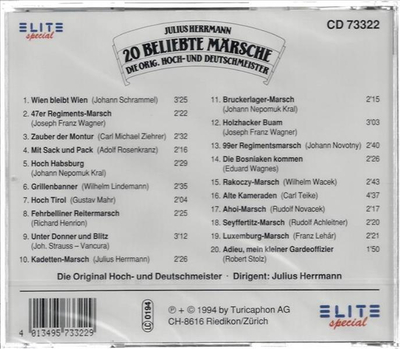 Die Orig. Hoch- und Deutschmeister - 20 beliebte Mrsche CD Neu