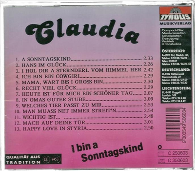 Claudia & Steirerland-Trio - I bin a Sonntagskind