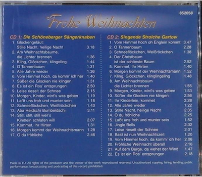 Die Schneberger Sngerknaben & Singende Strolche Gartow - Frohe Weihnachten 2CD
