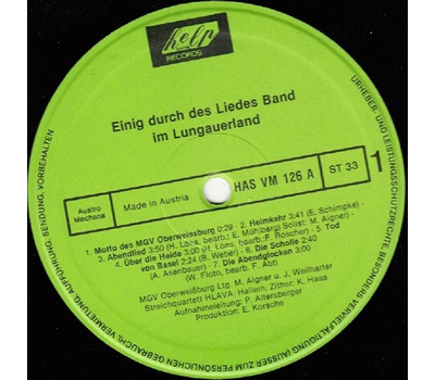 MGV Oberweissburg - Einig durch des Liedes Band im Lungauerland LP