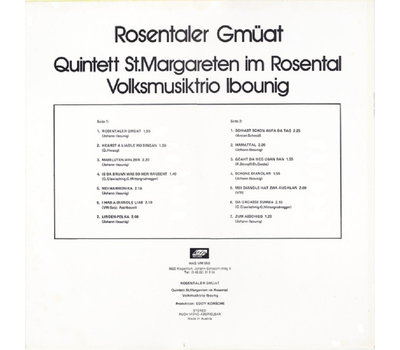 Quintett St. Margareten im Rosental & Volksmusiktrio Ibounig - Rosentaler Gmat LP