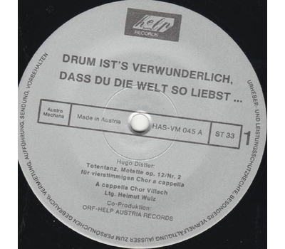 A Cappella Chor Villach - Drum ists verwunderlich, dass du die Welt so liebst... LP