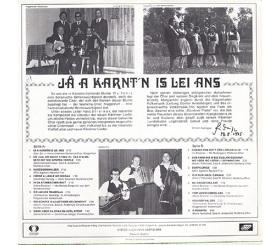 Wulfenia Chor Klagenfurt - Ja a Karntn is lei ans LP