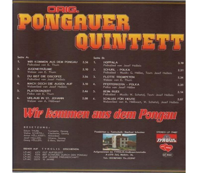 Orig. Pongauer Quintett - Wir kommen aus dem Pongau LP 1987 used