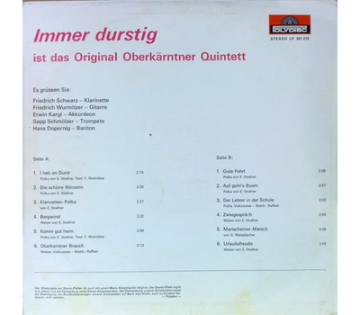 Orig. Oberkrntner Quintett - Immer durstig 1972 LP used