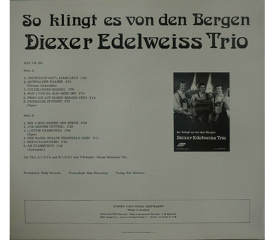 Diexer Edelweiss Trio - So klingt es von den Bergen LP