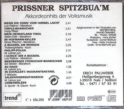 Prissner Spitzbuam - Akkordeonhits der Volksmusik, Instrumental