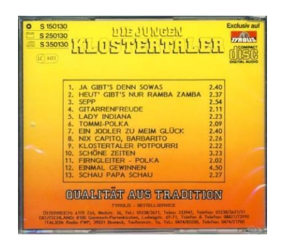 Klostertaler (Die Jungen) - Ja gibts denn sowas CD 1989 Neu