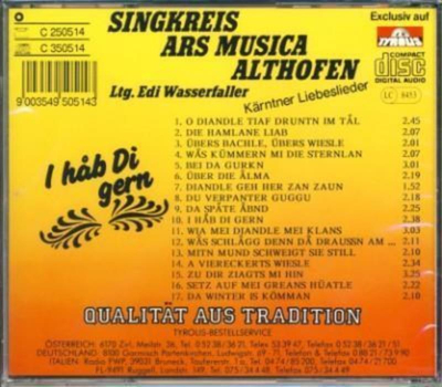 Singkreis ARS Musica Althofen - I hab Di gern Krntner Liebeslieder