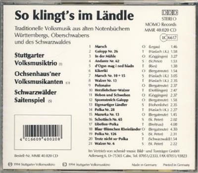 So klingts im Lndle - Volksmusik aus Schwaben und dem Schwarzwald