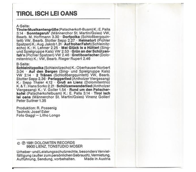 Tirol isch lei oans / Volkstmliche Musik aus Tirol