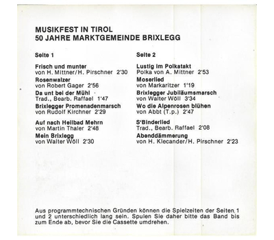 Musikfest in Tirol 50 Jahre Marktgemeinde Brixlegg 1977 MC Neu