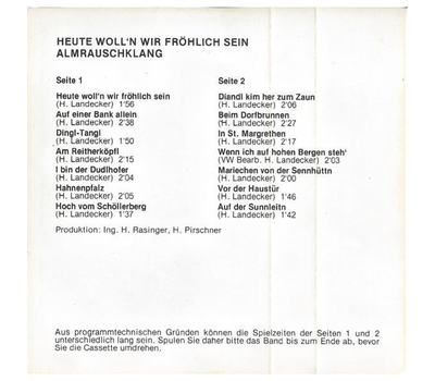 Original Almrauschklang - Heute wolln wir frhlich sein 1977 MC