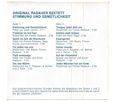 Orig. Radauer Sextett - Stimmung & Gemtlichkeit 1980 MC