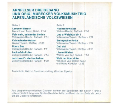 Arnfelser Dreigesang und Orig. Murecker Volksmusiktrio - Alpenlndische Volksweisen