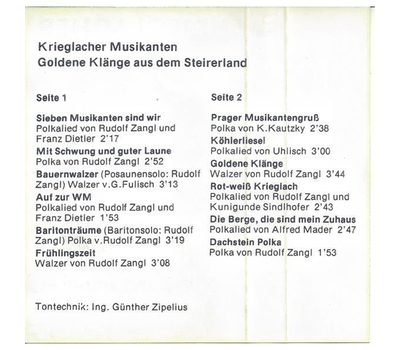 Orig. Krieglacher Musikanten - Goldene Klnge aus dem Steirerland 1981 MC Neu