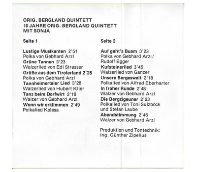 Bergland Quintett mit Sonja - 10 Jahre