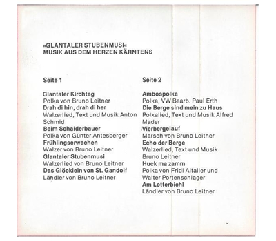 Glantaler Stubenmusi Leitner - Musik aus dem Herzen Krntens 1982 MC Neu