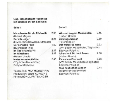 Orig. Masenberger Httentrio - Ich schenke dir ein Edelwei