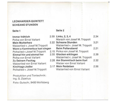 Leonharder Quintett - Scheane Stunden 1982 MC Neu