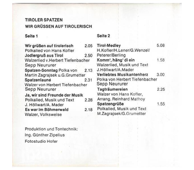 Orig. Tiroler Spatzen - Wir gren auf Tirolerisch