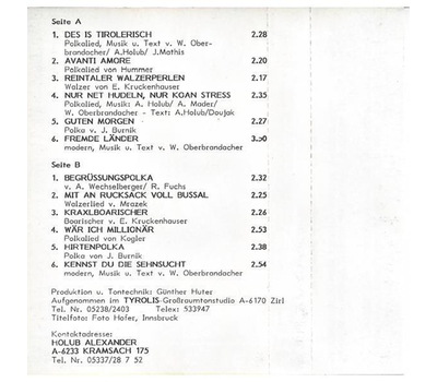 Orig. Reintaler Musikanten - Des is Tirolerisch MC Neu 1987