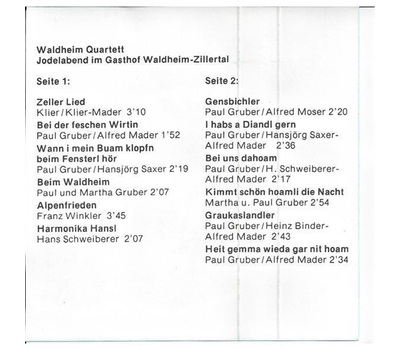 Waldheim Quartett - Jodelabend im Gasthof Waldheim / Zillertal