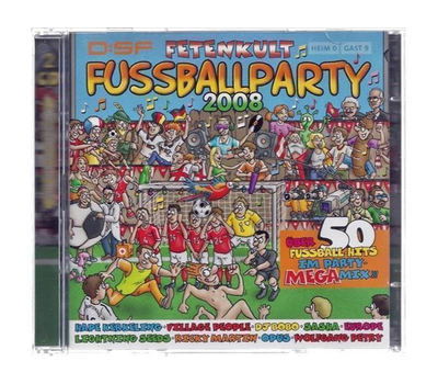 Fetenkult Fussballparty 2008 ber 50 Fussball-Hits im Mega Party-Mix 2CD Neu